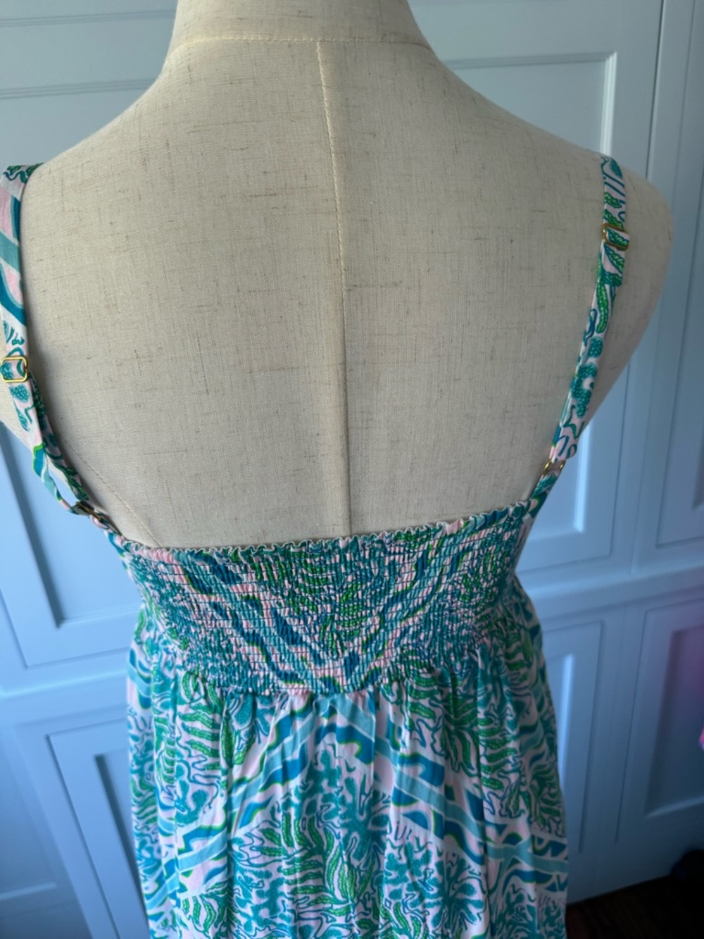 Like new Lilly Pulitzer maxi dress with Teal, pink, green pastels. - Picture 5 of 10